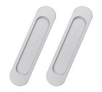 MOROBOR Lot de 2 poignées de porte coulissante ovales auto-adhésives, en alliage d'aluminium argenté, poignée sans perforation pour porte coulissante de grange, fenêtres, armoires/15 cm