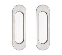 MOROBOR Lot de 2 poignées de porte coulissante ovales auto-adhésives en alliage d'aluminium dissimulées pour porte de grange, placard, armoire, tiroirs (acier brossé, 100 mm)