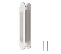 MOROBOR Lot de 2 poignées de porte coulissante ovales intégrées en alliage d'aluminium moderne et simple pour tiroir de grange coulissante, armoire, armoire (blanc)