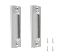 MOROBOR Lot de 2 poignées de porte coulissante rectangulaires, poignee de meuble, avec vis 100 mm en alliage d'aluminium pour placards, abris de jardin, garages, portes de grange (acier brossé)