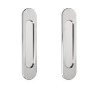 MOROBOR Lot de 2 poignées de porte coulissantes ovales auto-adhésives en alliage d'aluminium brossé pour portes coulissantes, fenêtres et armoires 18 cm