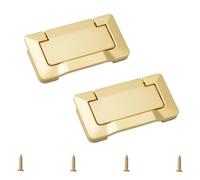 MOROBOR Lot de 2 poignées de porte de poche, anneau de traction encastré en alliage de zinc dissimulé avec vis pour armoires, armoires et tiroirs (cuivre brossé)