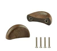 MOROBOR Lot de 2 poignées de tiroir en forme de demi-lune décoratives en bois de noyer à double trou pour tiroir, armoire, tiroir
