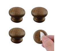 MOROBOR Lot de 4 boutons de placard adhésifs instantanés en noyer pour armoires, tiroirs