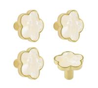 MOROBOR Lot de 4 boutons de placard de cuisine décoratifs en forme de fleur, poignées créatives pour tiroir de commode, porte de placard, poignée de porte à trou unique en alliage de zinc, accessoires