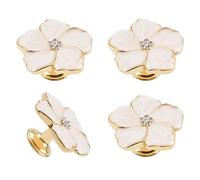 Morobor Lot de 4 boutons de tiroir créatifs en forme de pétale dorés en émail de soie, alliage de zinc, avec trou unique pour meubles