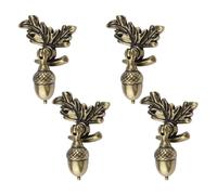 MOROBOR Lot de 4 boutons de tiroir en forme de gland avec piédestal en forme de feuille - En alliage de zinc antique - En forme de goutte - Pour armoire, placard (bronze)