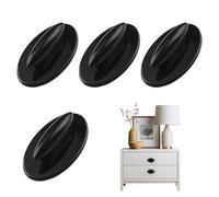 MOROBOR Lot de 4 boutons de tiroir en plastique auto-adhésifs pour porte miroir de cuisine et de salle de bain (noir)