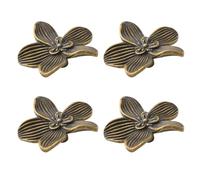 MOROBOR Lot de 4 boutons de tiroir rétro en forme de fleur en alliage de zinc pour armoire, commode, porte de cuisine, décoration de meubles (bronze)