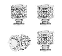 MOROBOR Lot de 4 boutons de tiroir ronds en alliage de zinc argenté imitation diamant pour tiroir de cuisine ou de salle de bain