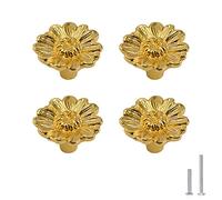 MOROBOR Lot de 4 boutons en alliage de zinc en forme de marguerite pour armoire, tiroir, commode, trou unique