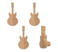 MOROBOR Lot de 4 boutons en bois en forme de guitare, poignées en bois de hêtre naturel à trou unique pour placard de cuisine avec autocollants