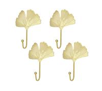 MOROBOR Lot de 4 crochets autocollants en fer en forme de feuille de ginkgo - Crochets muraux modernes - Pour décoration de chapeau, bureau, chambre d'enfant