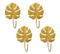 MOROBOR Lot de 4 crochets décoratifs en fer en forme de feuille Monstera Deliciosa - Crochets muraux modernes pour clés, chapeaux, chapeaux, maison, bureau, chambre d'enfant