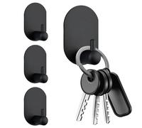 MOROBOR Lot de 4 crochets ovales imperméables à accrocher au mur, modernes et multi-usages pour la maison, le bureau, la salle de bain, la cuisine, l'entrée, noir