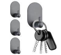 MOROBOR Lot de 4 crochets ovales imperméables à fixer au mur, modernes et multi-usages pour la maison, le bureau, la salle de bain, la cuisine, l'entrée/gris acier