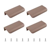 MOROBOR Lot de 4 poignées cachées pour tiroir de style moderne en alliage d'aluminium incurvé invisible pour tiroir d'armoire, 80 mm, marron