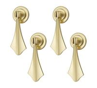 MOROBOR Lot de 4 poignées d'armoire en forme de goutte d'eau en alliage de zinc brossé massif avec vis de montage pour armoires, tiroirs, portes, meubles décoratifs (forme de feuille épurée)