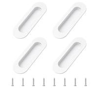MOROBOR Lot de 4 poignées d'armoire encastrées, bouton ovale en acier inoxydable blanc chaud avec vis, installation apparente, poignée de traction intégrée pour armoire tiroir et porte coulissante