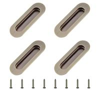 MOROBOR Lot de 4 poignées d'armoire ovales en acier inoxydable bronze avec trou latéral encastré encastré avec vis cachées pour tiroir, armoire, armoire