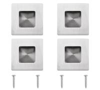 MOROBOR Lot de 4 Poignees de Meuble Encastrees a Trou Lateral Carre en Acier Inoxydable pour Tiroir, Placard, Armoire/Argent Brosse, 50 mm