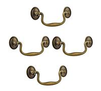 Morobor Lot de 4 poignées de placard de cuisine en alliage de zinc de style rétro, poignées de tiroir à bélière, poignées de commode à crochet antique.