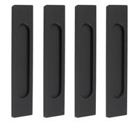 MOROBOR Lot de 4 poignées de porte coulissante rectangulaires auto-adhésives en alliage d'aluminium noir mat sans perforation pour armoires de fenêtre (noir mat)