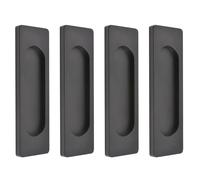 MOROBOR Lot de 4 poignées de porte coulissante rectangulaires auto-adhésives en alliage d'aluminium sans perforation pour portes coulissantes de grange, fenêtres, armoires, armoires (noir mat, 100 mm)