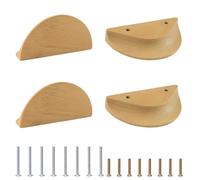 MOROBOR Lot de 4 poignées de tiroir demi-lune en bois de hêtre pour grand tiroir d'armoire à double trou (120 mm)