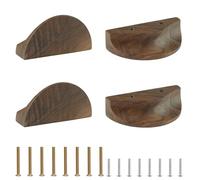 MOROBOR Lot de 4 poignées de tiroir demi-lune en bois de noyer à double trou pour armoire à tiroir