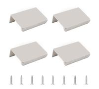 MOROBOR Lot de 4 poignées dissimulées en alliage d'aluminium gris cachemire - Poignées de tiroir invisibles à angle droit pour porte d'armoire de cuisine - 50 mm