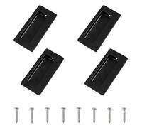 MOROBOR Lot de 4 poignées encastrées rectangulaires, poignée de porte coulissante à insertion pour doigt avec vis, poignées de tirage en acier inoxydable dissimulé pour placard et tiroir (Noir mat/86