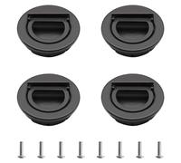 MOROBOR Lot de 4 poignées rondes avec anneau de traction intégré, poignées cachées tatami invisibles, quincaillerie de meuble avec vis pour armoire, tiroir (noir)