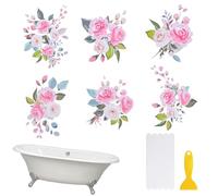 MOROBOR Lot de 6 autocollants antidérapants pour baignoire, escalier, douche, sol avec grattoir