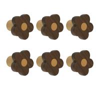 MOROBOR Lot de 6 boutons d'armoire en bois en forme de fleur, poignées en bois de noyer à trou unique, tirettes pour chambre d'enfant pour commode avec vis et tube d'expansion