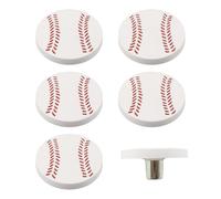 MOROBOR Lot de 6 boutons d'armoire en forme de baseball en caoutchouc souple pour armoires, placards, armoires pour chambre d'enfant, crèche, chambre à coucher