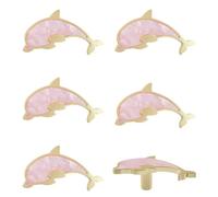 MOROBOR Lot de 6 boutons de placard de cuisine décoratifs en forme de dauphin, poignées créatives pour tiroir de commode, placard, porte, trou unique, en alliage de zinc, accessoires de meubles