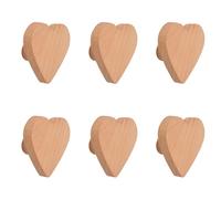 MOROBOR Lot de 6 boutons de placard en bois de hêtre en forme de cœur avec vis et tube d'extension