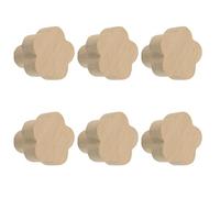 MOROBOR Lot de 6 boutons de placard en bois de hêtre en forme de fleur, trou unique, autocollants, boutons d'armoire en bois pour tiroirs, armoires