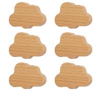 MOROBOR Lot de 6 boutons de placard en bois de hêtre en forme de nuage avec vis et tube d'extension