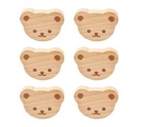MOROBOR Lot de 6 boutons de placard en bois de hêtre en forme d'ours avec vis et tube d'extension