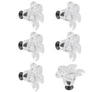 MOROBOR Lot de 6 boutons de porte en cristal de 43 mm en forme de fleurs en cristal acrylique transparent pour armoire, tiroir, armoire