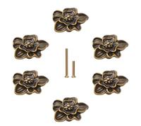 MOROBOR Lot de 6 boutons de tiroir en laiton massif en forme de fleur en forme de pétale pour armoire, commode, porte, tiroir (bronze)