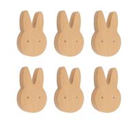 MOROBOR Lot de 6 boutons en bois de hêtre en forme de lapin avec vis et tube d'extension