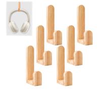 MOROBOR Lot de 6 crochets muraux autocollants en bois naturel de type L pour salle de bain, chambre à coucher, entrée