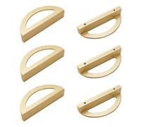 MOROBOR Lot de 6 poignées de tiroir en forme de demi-lune en aluminium brossé doré creux semi-circulaires pour armoire, armoire moderne et simple à double trou