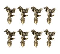 MOROBOR Lot de 8 boutons de tiroir en forme de gland avec piédestal en forme de feuille - En alliage de zinc antique - En forme de goutte - Pour armoire, placard (bronze)
