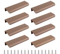 MOROBOR Lot de 8 poignées à emboîtement invisibles de style moderne, poignées de tiroir incurvées en alliage d’aluminium pour quincaillerie de placard, 120 mm/Marron