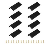 Morobor Lot de 8 poignées cachées de style moderne en alliage d'aluminium - Poignée de placard invisible - Pour armoire, quincaillerie, tiroir (noir, 80 mm)