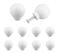 MOROBOR Lot de 8 poignées de placard rondes blanches à trou unique multi-usages, poignées d'armoire solides de style champignon avec vis de montage pour armoire, tiroir, armoire
